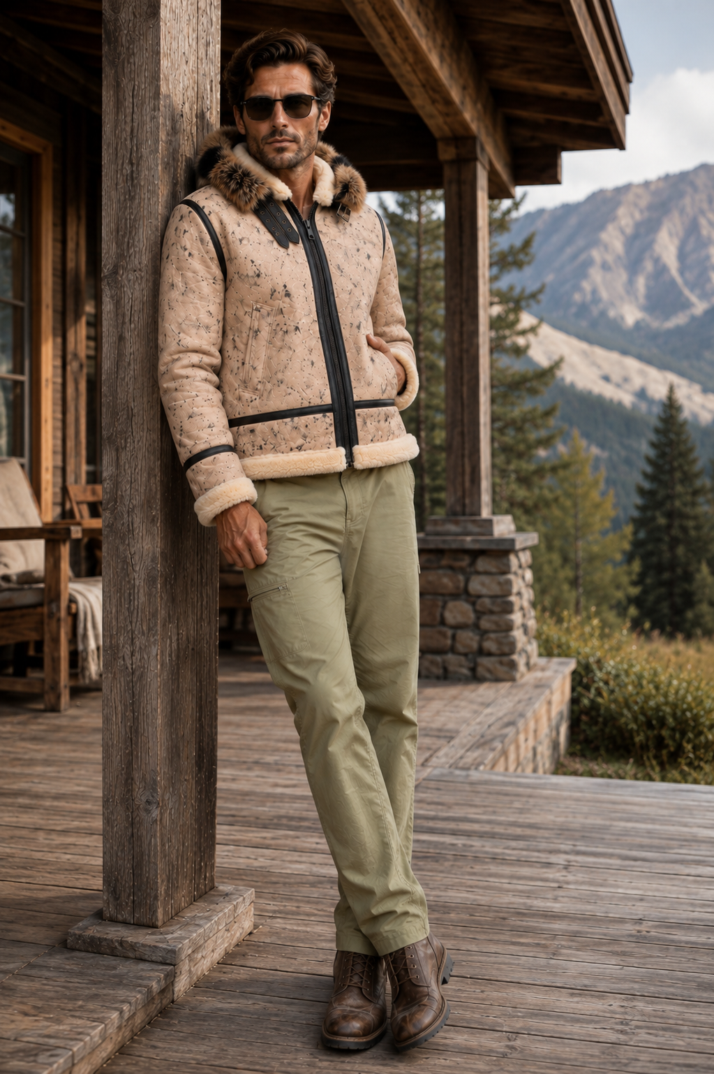 Deacon Shearling Jacket - Stone Beige