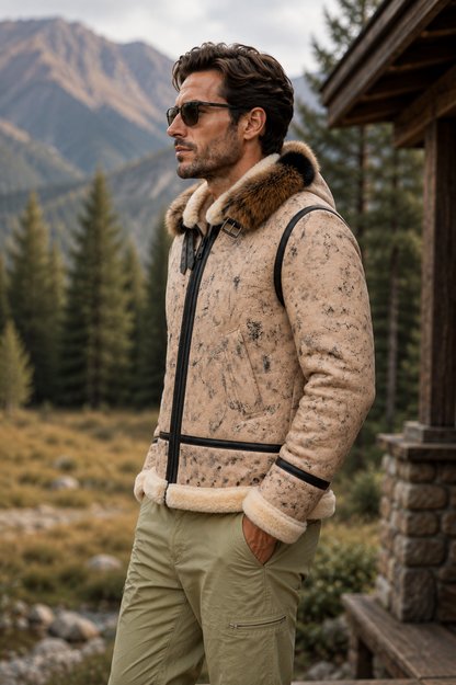Deacon Shearling Jacket - Stone Beige