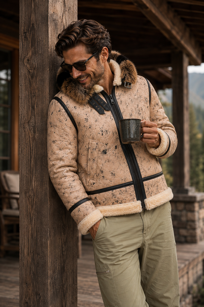 Deacon Shearling Jacket - Stone Beige