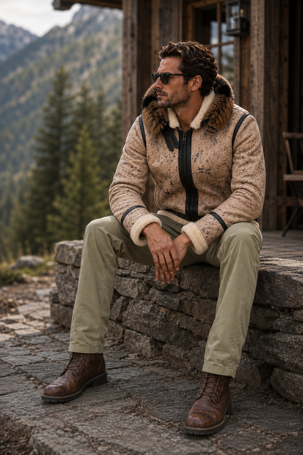Deacon Shearling Jacket - Stone Beige