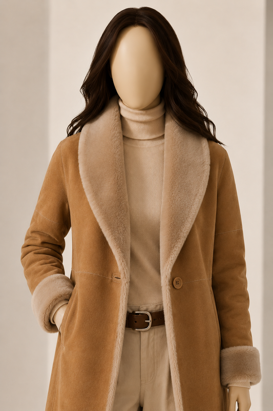 Delilah Shearling Coat - Camel Tan - Delilah2