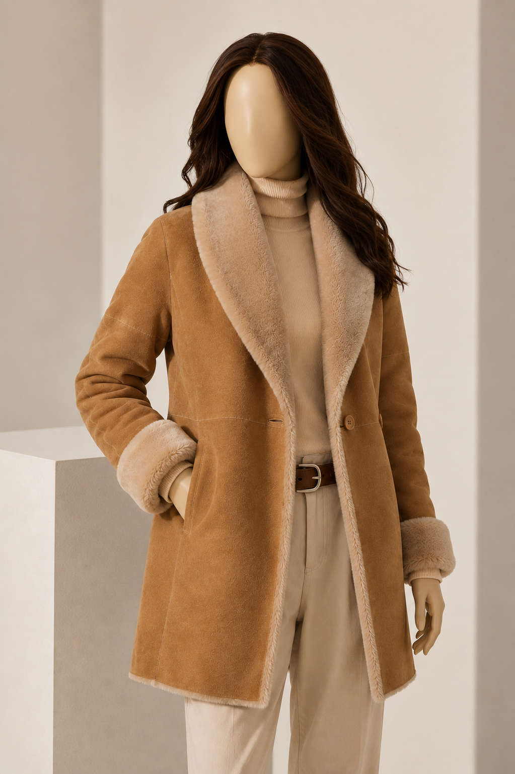Delilah Shearling Coat - Camel Tan - Delilah3