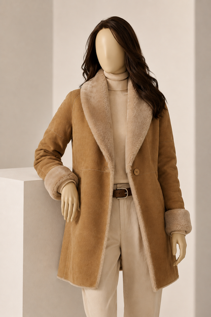 Delilah Shearling Coat - Camel Tan - Delilah4
