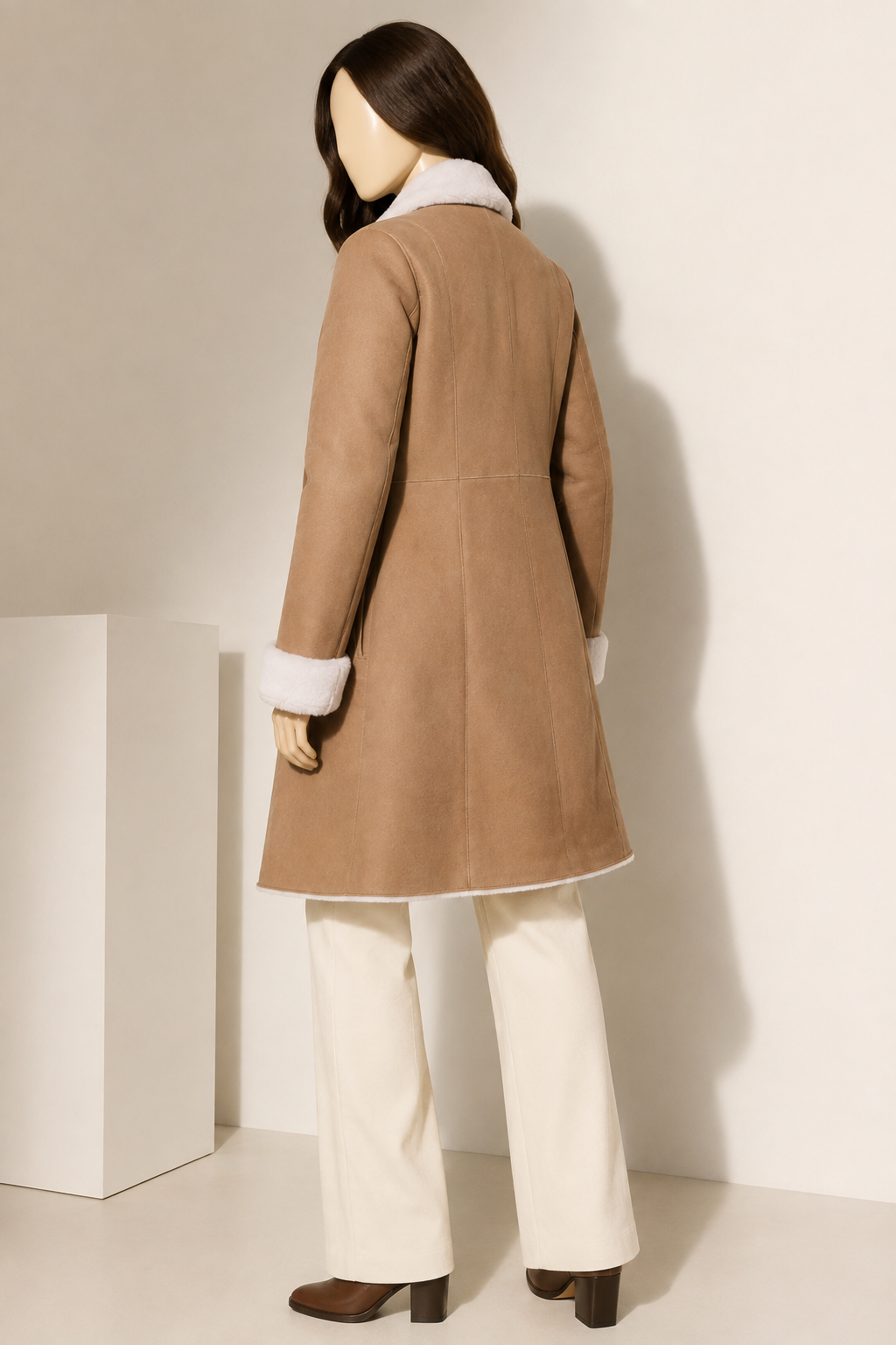 Della Shearling Coat - Camel Beige - Della2