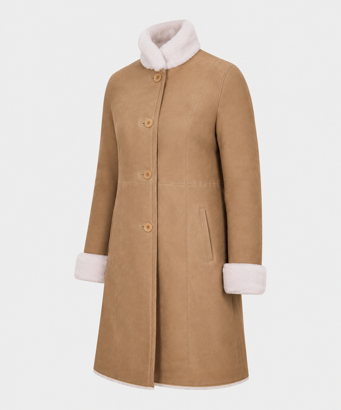 Della Shearling Coat - Camel Beige - Della7