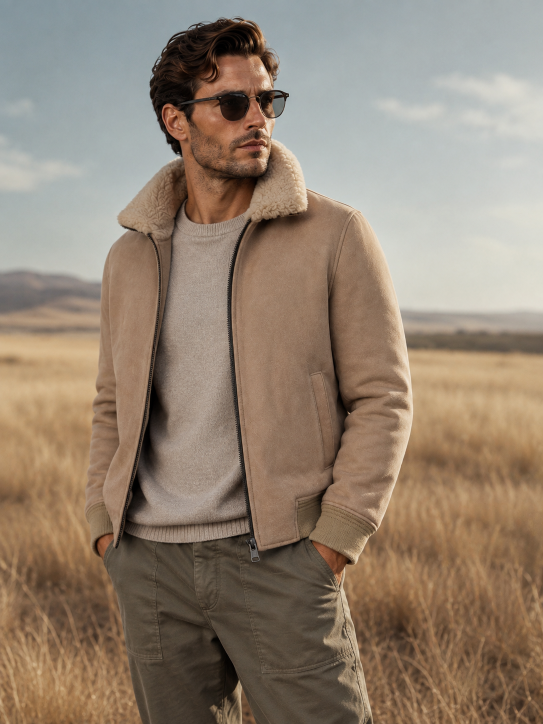 Denver Shearling Jacket - Camel Beige