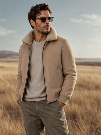 Denver Shearling Jacket - Camel Beige