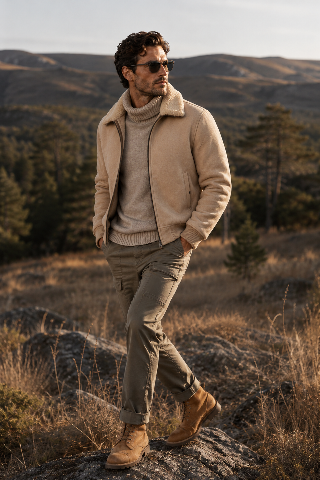Denver Shearling Jacket - Camel Beige
