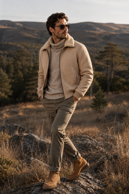 Denver Shearling Jacket - Camel Beige
