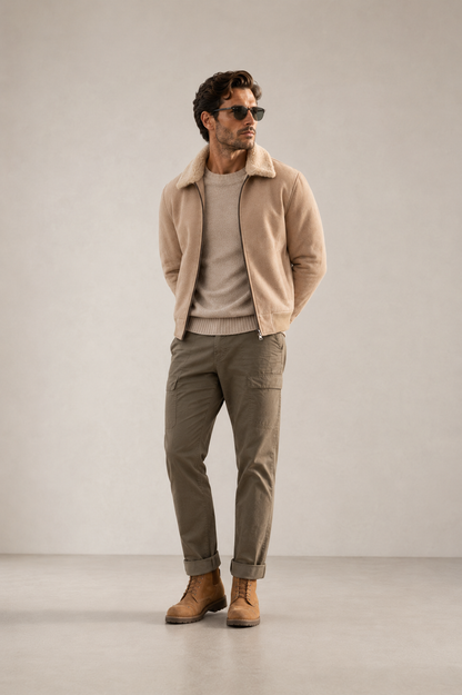 Denver Shearling Jacket - Camel Beige