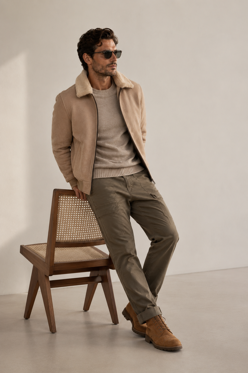 Denver Shearling Jacket - Camel Beige