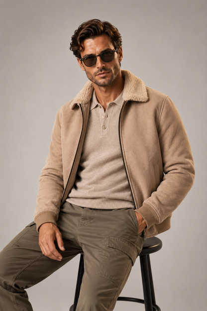 Denver Shearling Jacket - Camel Beige