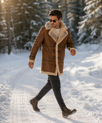 Dusty Shearling Coat - Premium Fox Brown
