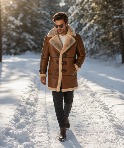 Dusty Shearling Coat - Premium Fox Brown