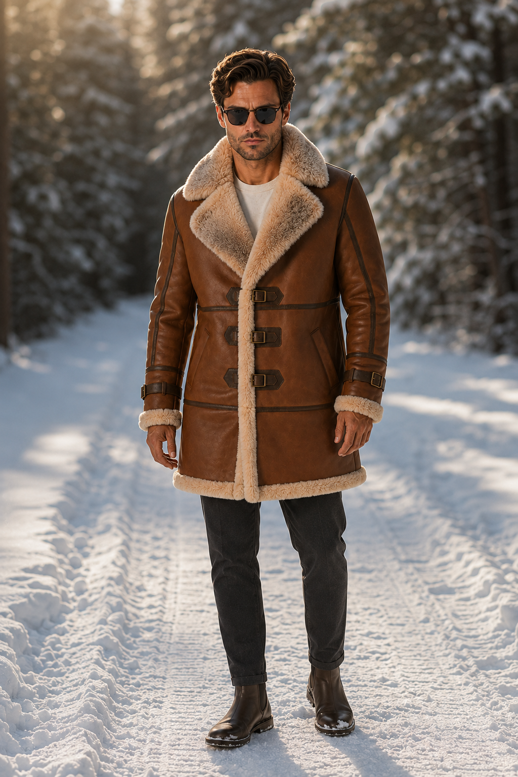Dusty Shearling Coat - Premium Fox Brown