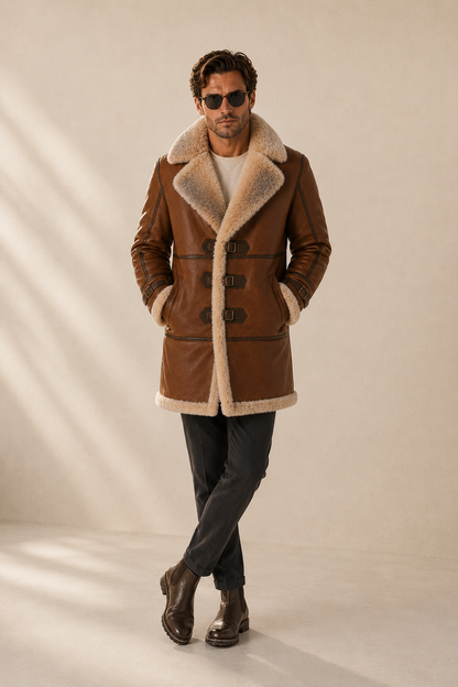 Dusty Shearling Coat - Premium Fox Brown