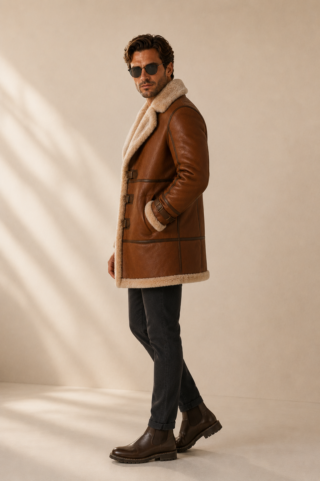 Dusty Shearling Coat - Premium Fox Brown