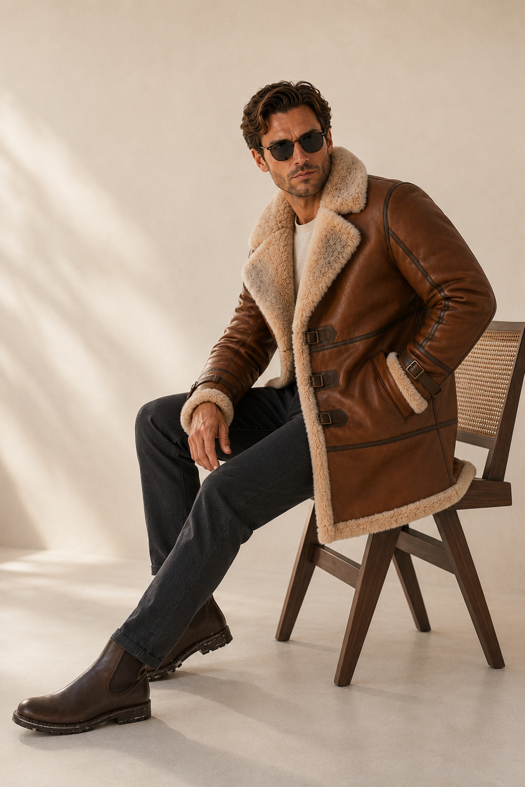 Dusty Shearling Coat - Premium Fox Brown