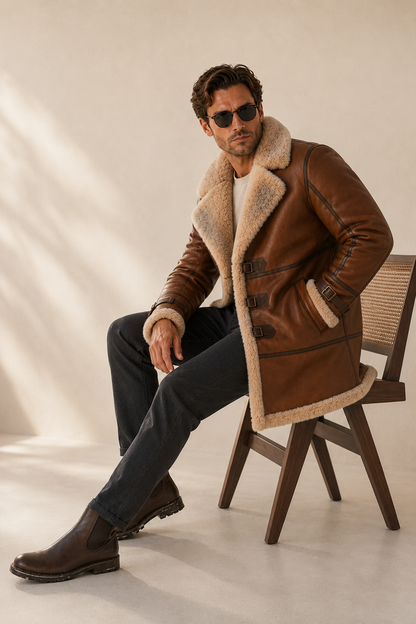 Dusty Shearling Coat - Premium Fox Brown