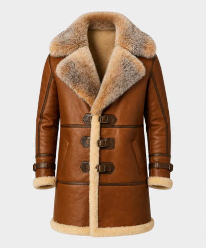 Dusty Shearling Coat - Premium Fox Brown