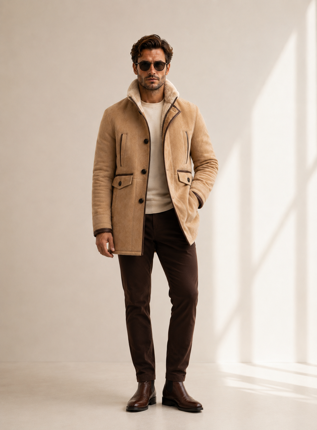 Emmitt Shearling Coat - Cream Coutoure