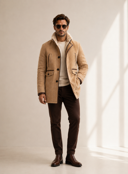 Emmitt Shearling Coat - Cream Coutoure