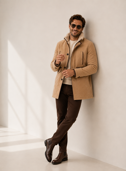 Emmitt Shearling Coat - Cream Coutoure