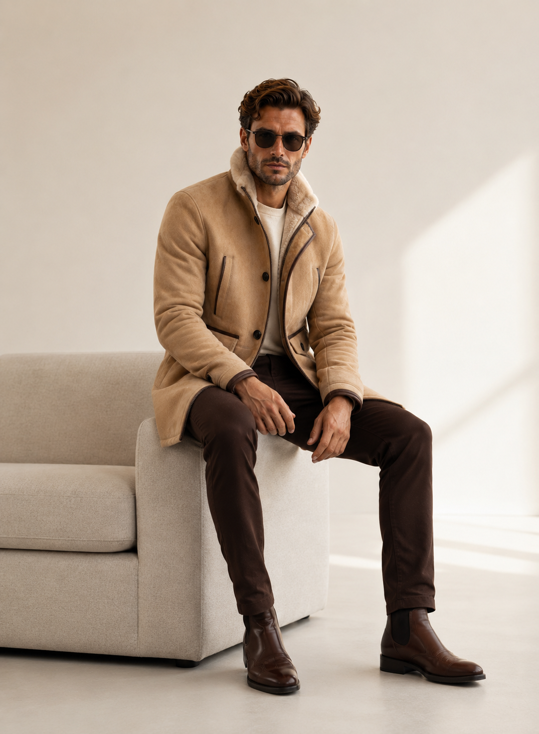 Emmitt Shearling Coat - Cream Coutoure