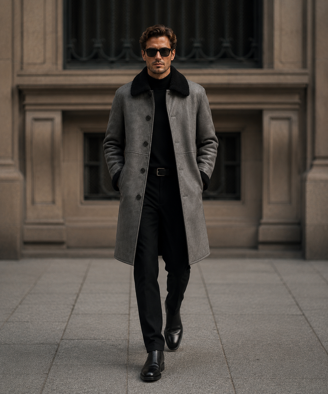 Everett Shearling Coat - Dirty Gray