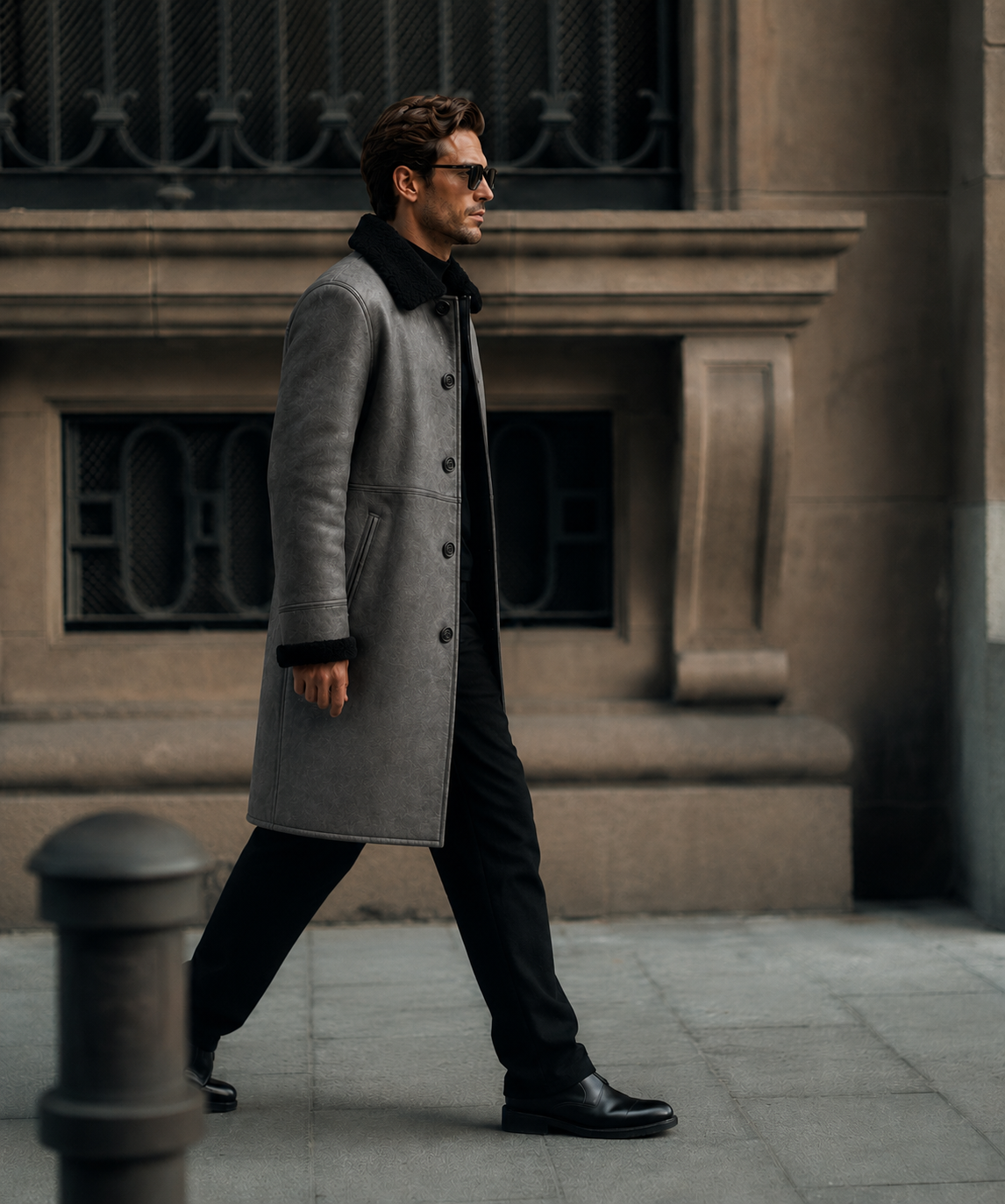 Everett Shearling Coat - Dirty Gray
