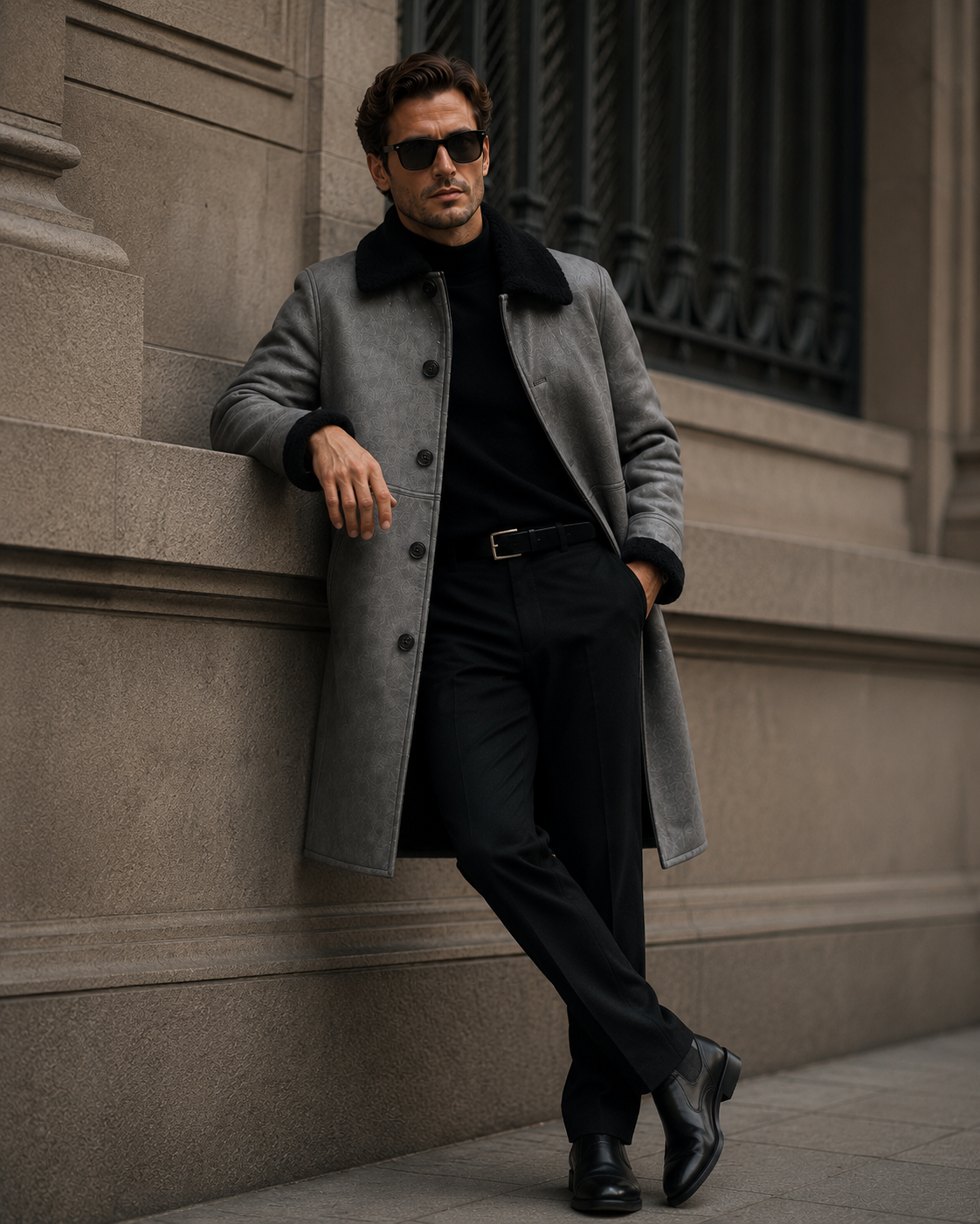 Everett Shearling Coat - Dirty Gray