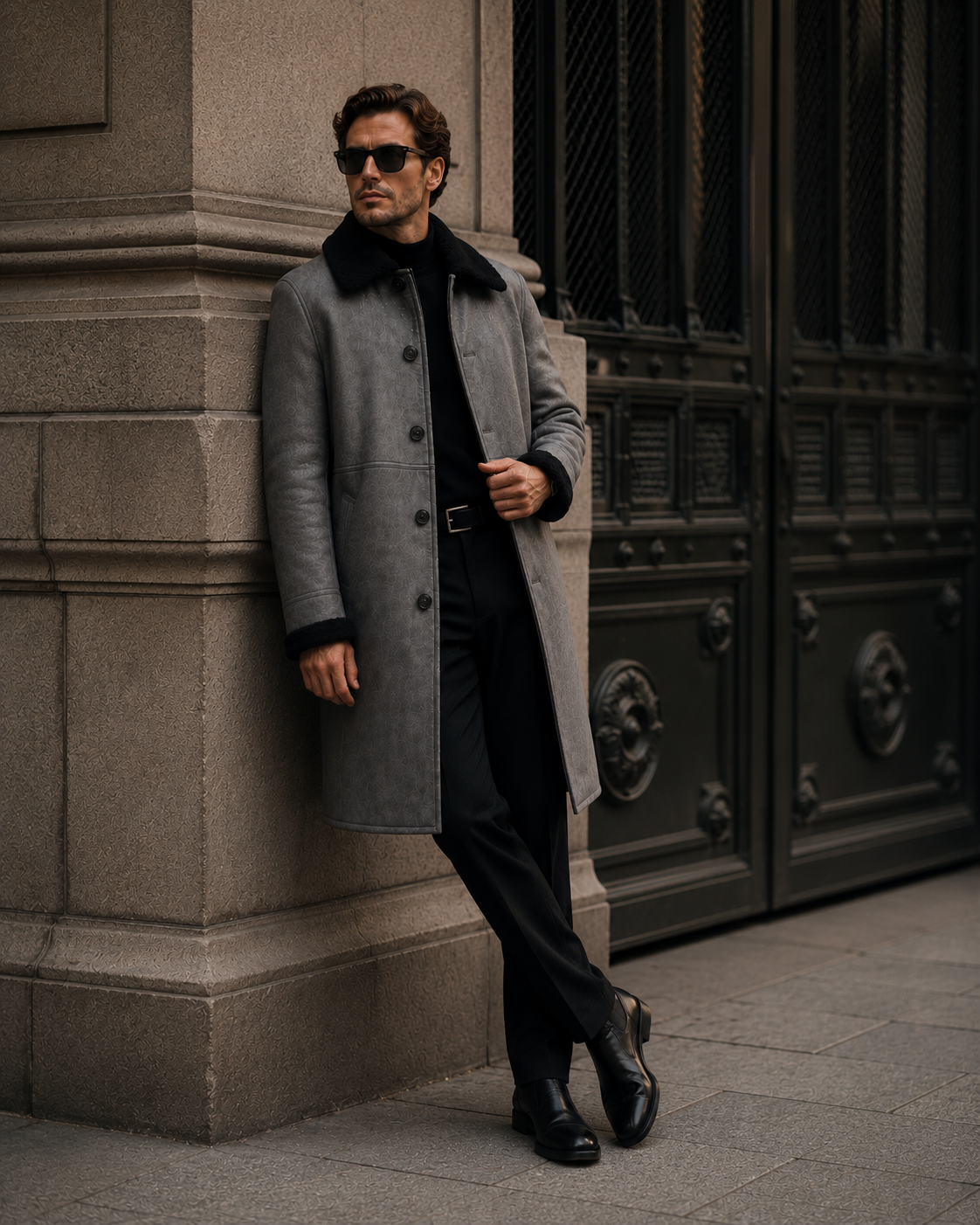 Everett Shearling Coat - Dirty Gray