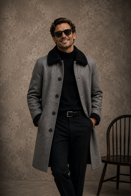 Everett Shearling Coat - Dirty Gray