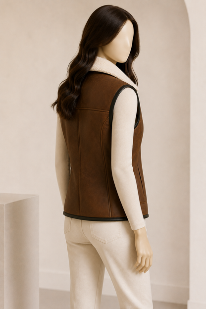 Everley Shearling Gilet - Chocolate Brown - Everley2