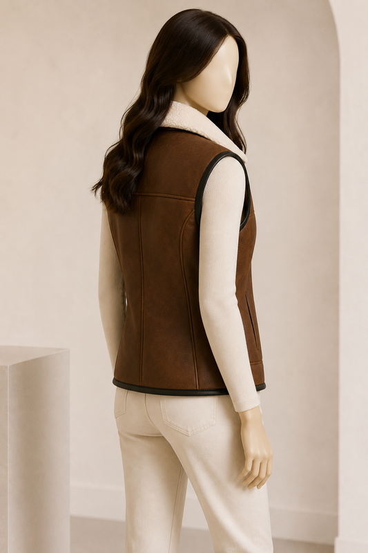 Everley Shearling Gilet - Chocolate Brown - Everley2