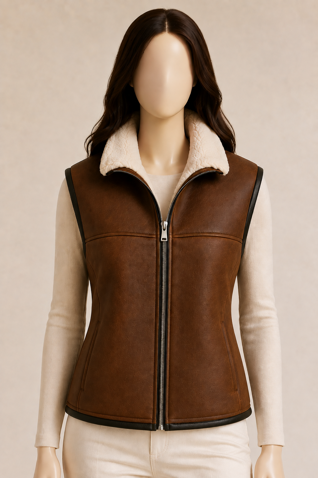 Everley Shearling Gilet - Chocolate Brown - Everley3