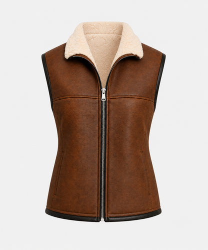 Everley Shearling Gilet - Chocolate Brown - Everley4