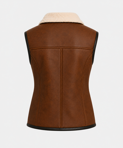 Everley Shearling Gilet - Chocolate Brown - Everley5