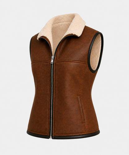 Everley Shearling Gilet - Chocolate Brown - Everley6