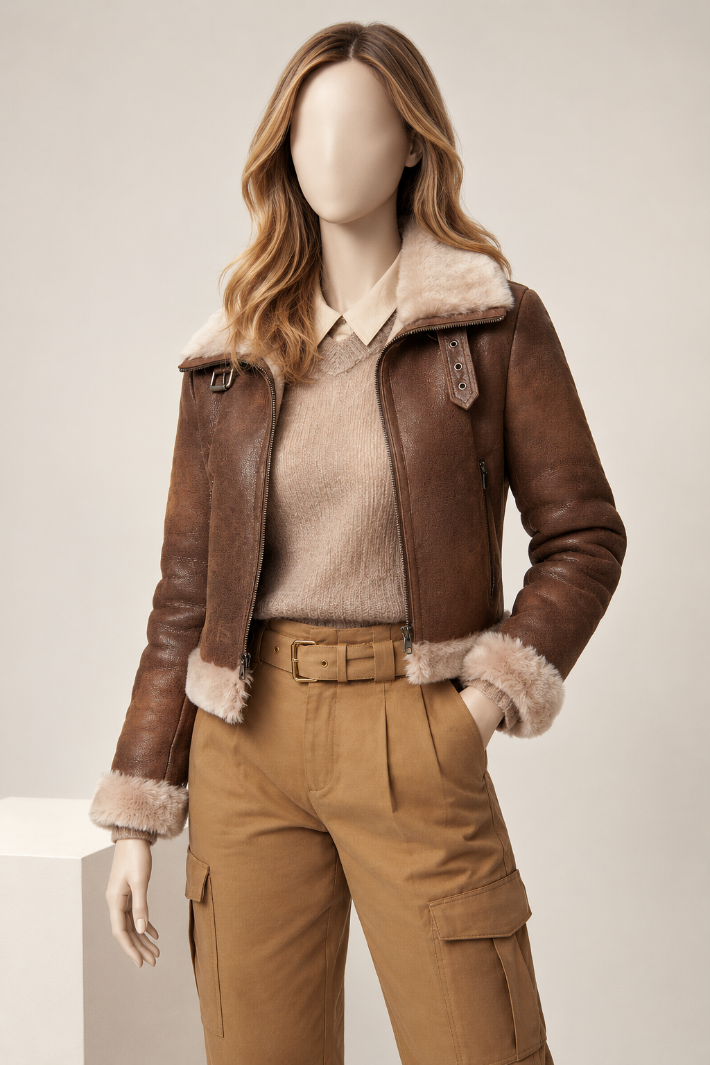 Fallon Shearling Jacket - Dark Chocolate Brown - Fallon2
