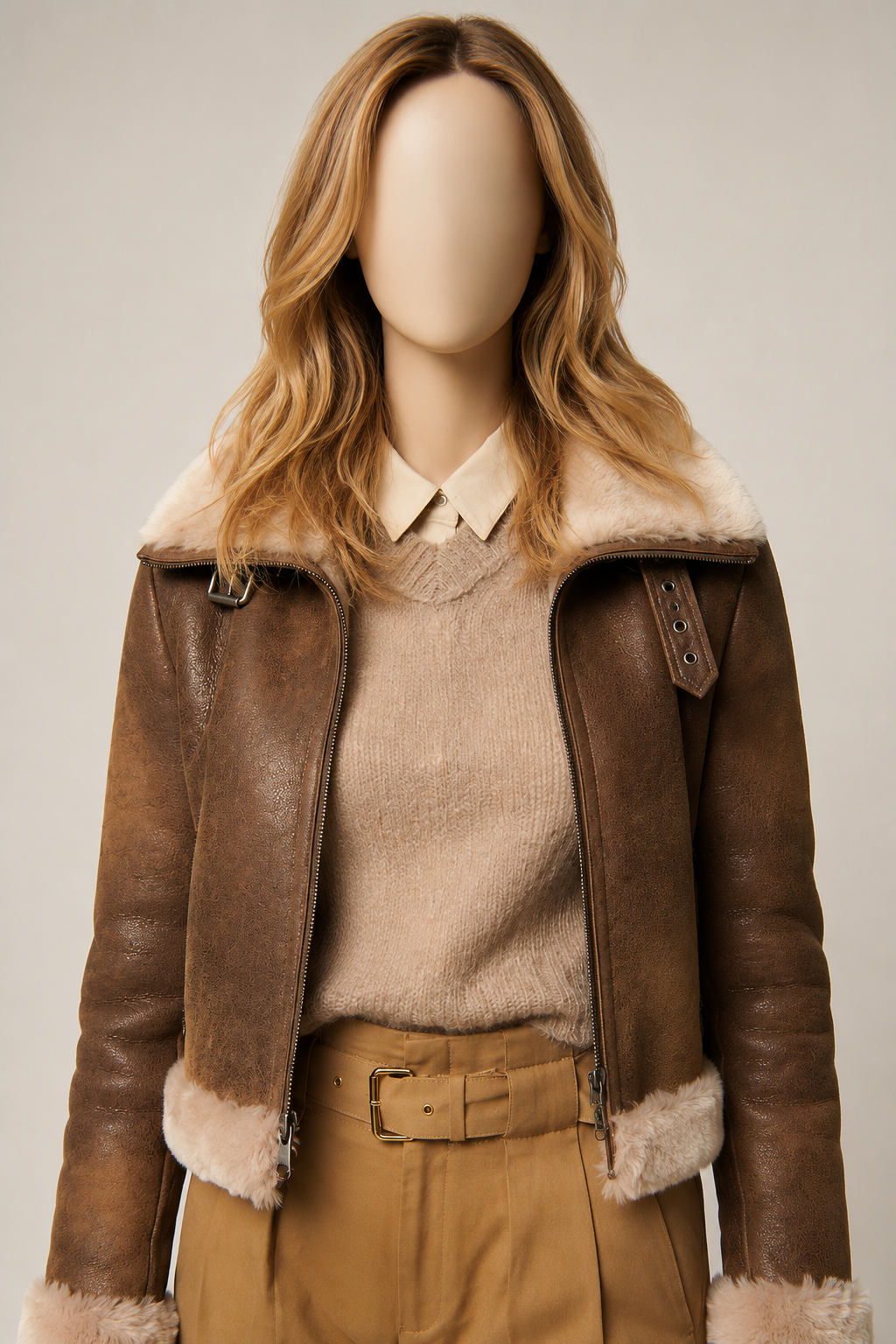 Fallon Shearling Jacket - Dark Chocolate Brown - Fallon4