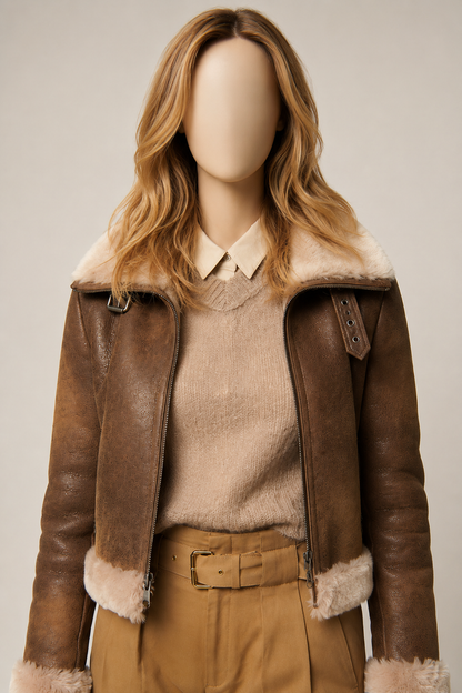 Fallon Shearling Jacket - Dark Chocolate Brown - Fallon4