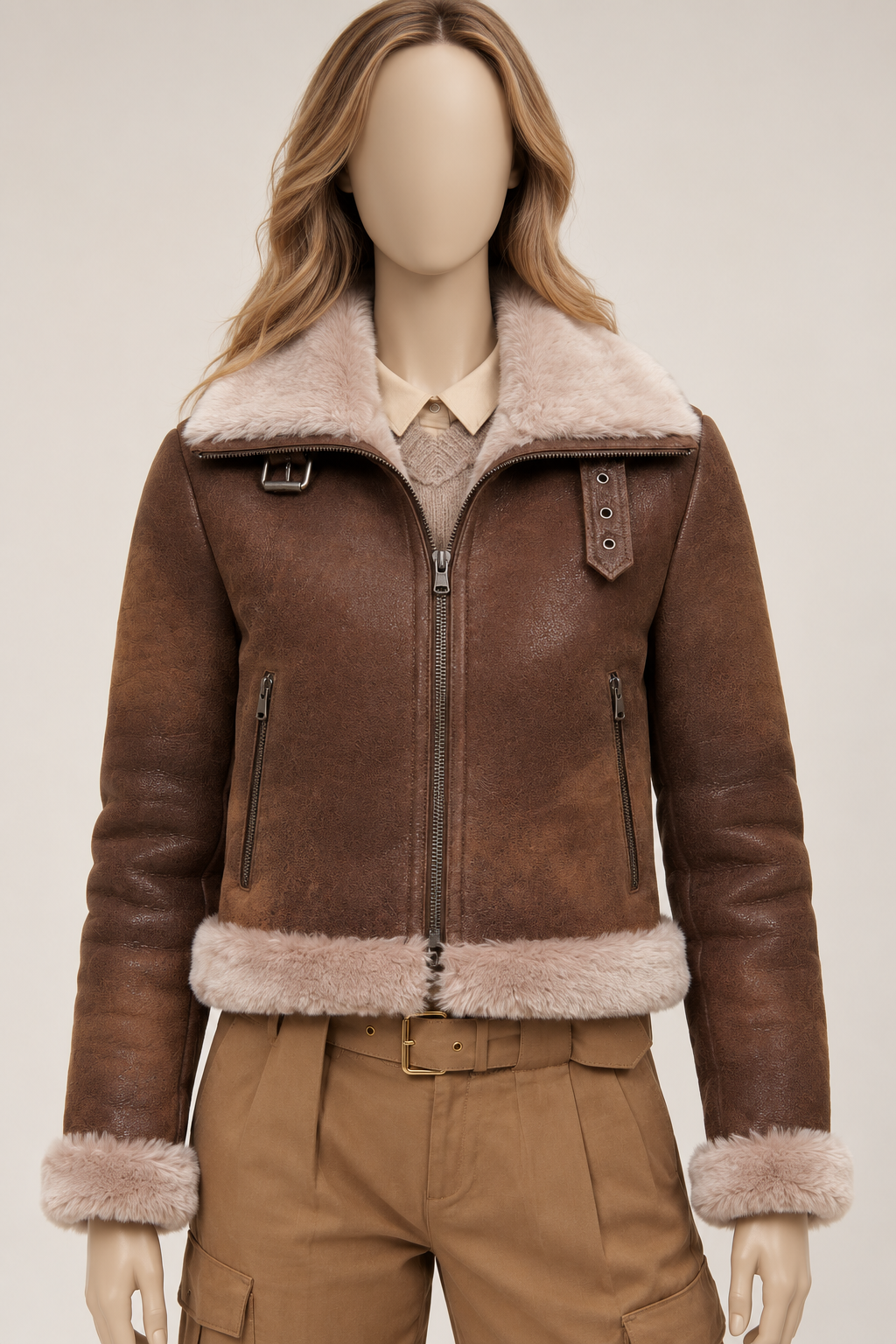 Fallon Shearling Jacket - Dark Chocolate Brown - Fallon5