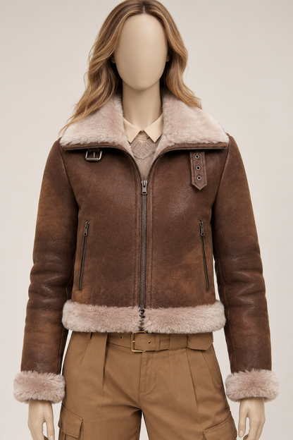 Fallon Shearling Jacket - Dark Chocolate Brown - Fallon5