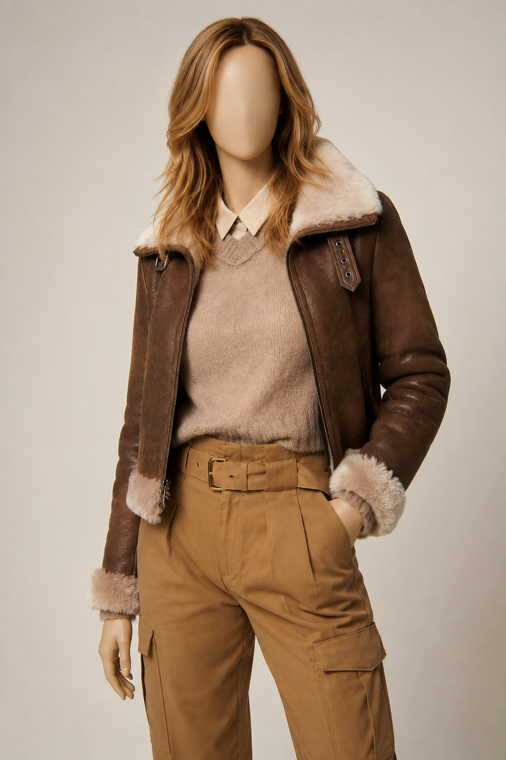 Fallon Shearling Jacket - Dark Chocolate Brown - Fallon6