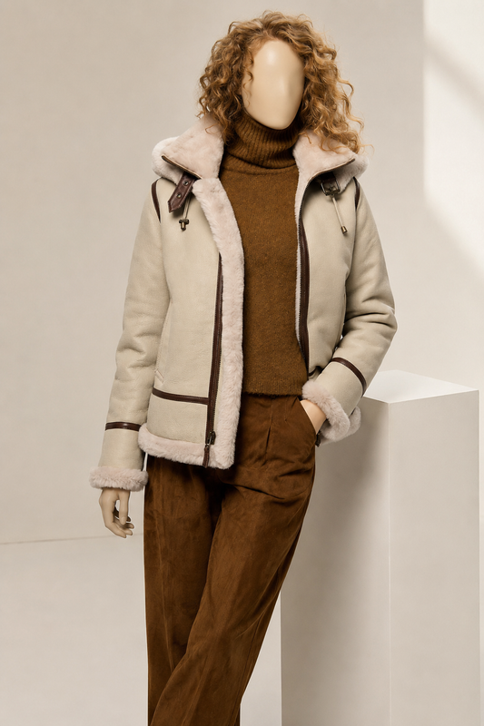 Faye Shearling Jacket - Ivory Cream - Faye1
