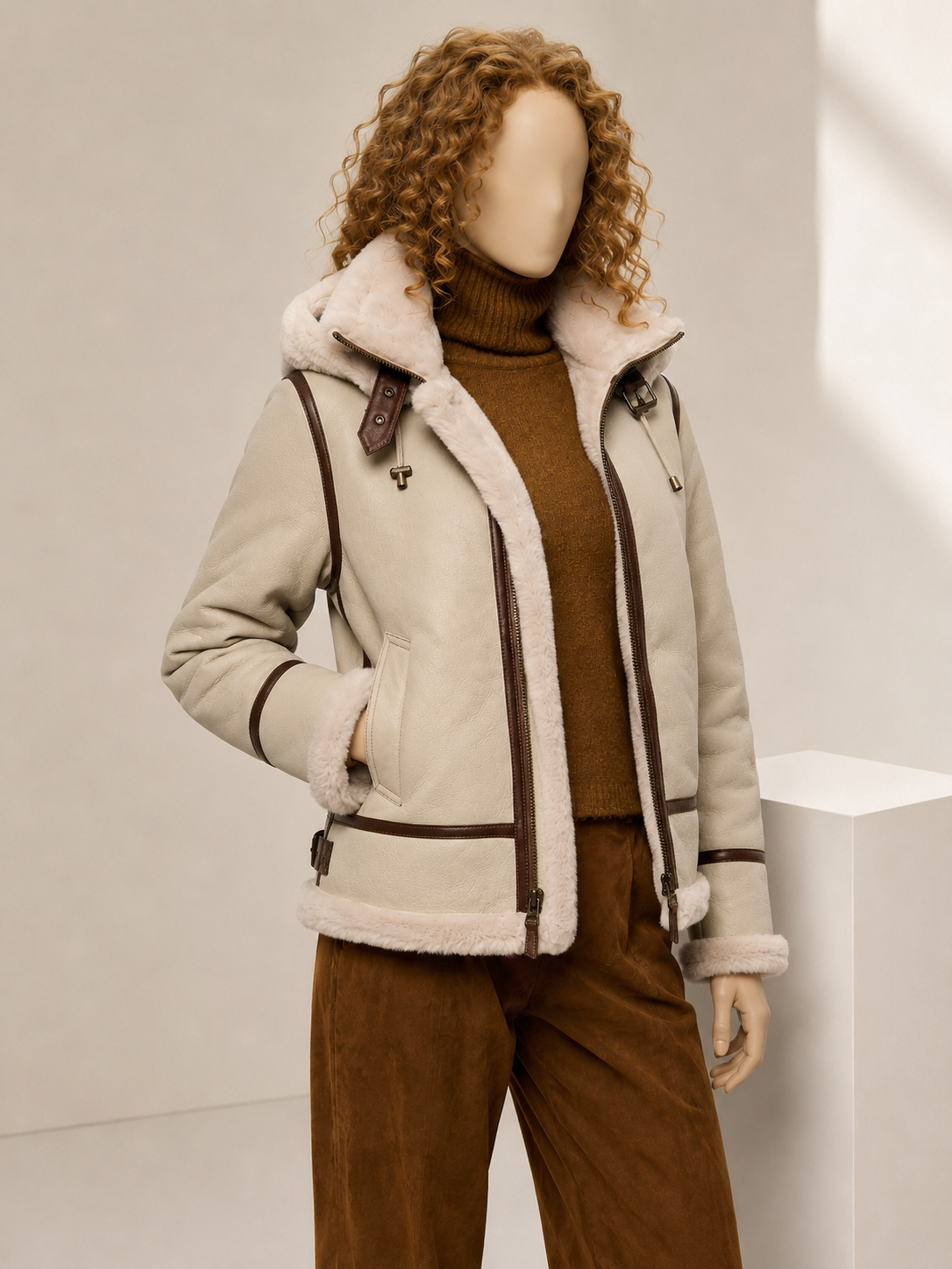 Faye Shearling Jacket - Ivory Cream - Faye3