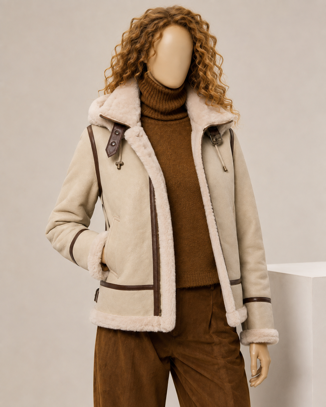 Faye Shearling Jacket - Ivory Cream - Faye4