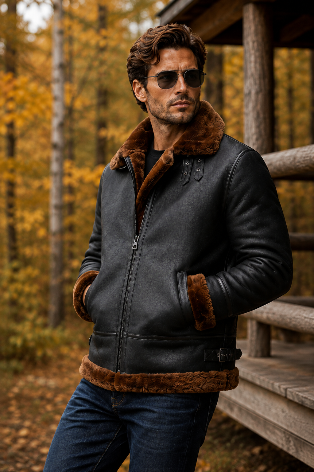 Finley Shearling Jacket - Jet Black