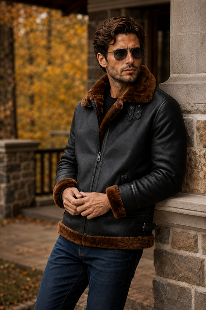 Finley Shearling Jacket - Jet Black